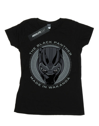 Black - Front - Marvel Womens-Ladies Black Panther Made in Wakanda Cotton T-Shirt