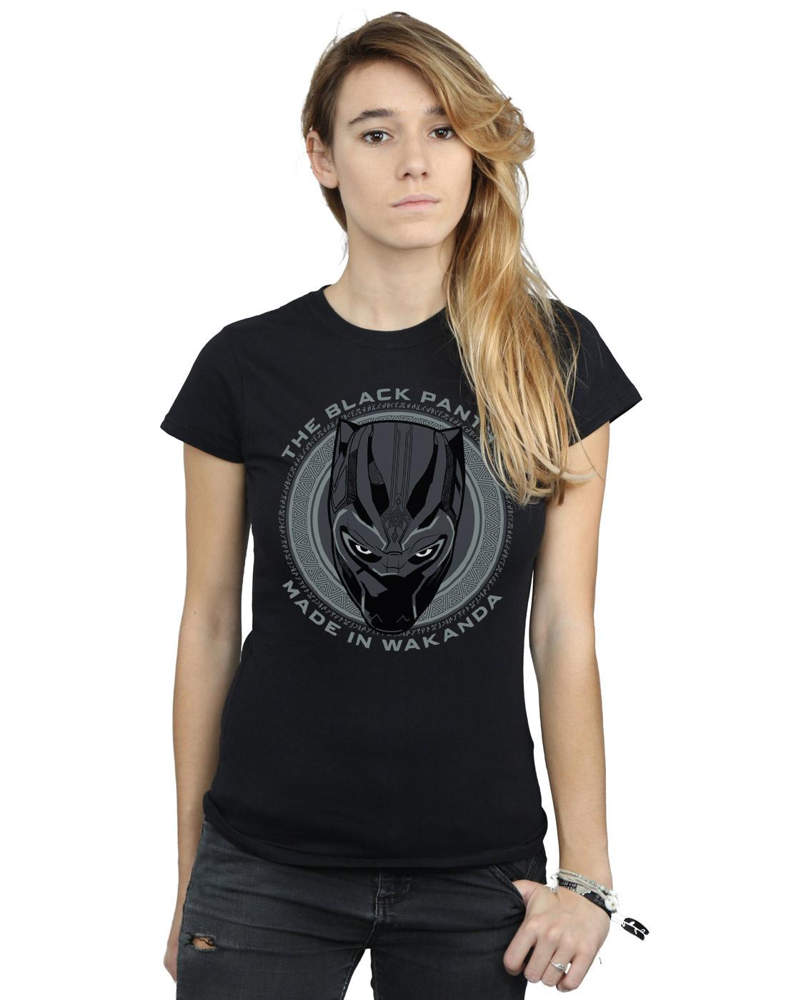 Black - Back - Marvel Womens-Ladies Black Panther Made in Wakanda Cotton T-Shirt
