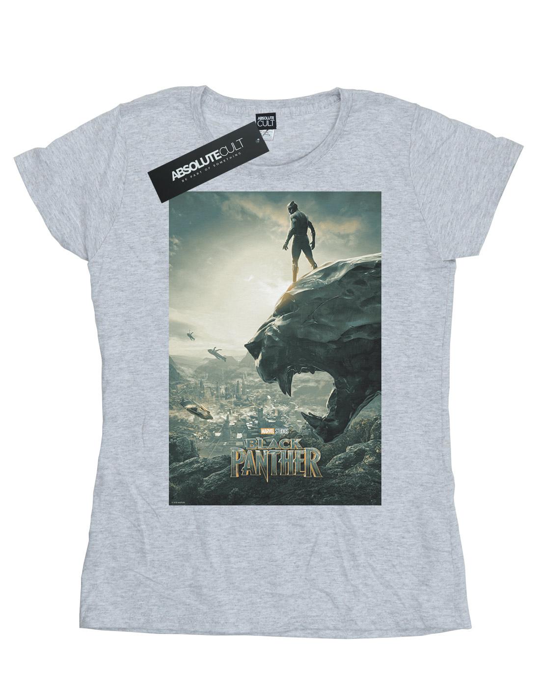 Sports Grey - Front - Marvel Womens-Ladies Black Panther Poster Cotton T-Shirt