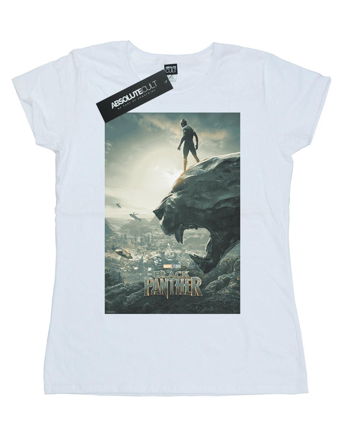 White - Front - Marvel Womens-Ladies Black Panther Poster Cotton T-Shirt