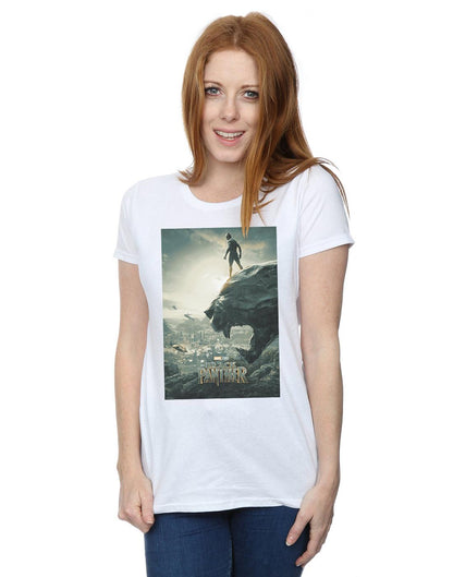 White - Back - Marvel Womens-Ladies Black Panther Poster Cotton T-Shirt