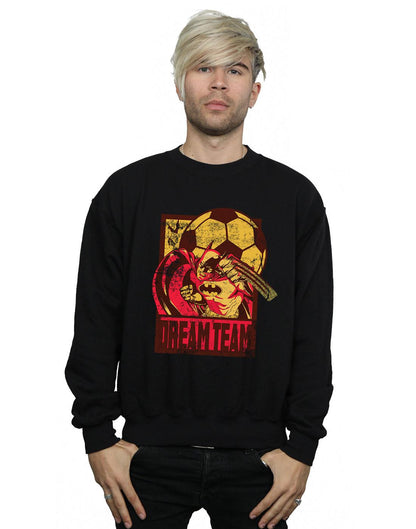 Black - Back - DC Comics Mens Batman Football Dream Team Cotton Sweatshirt