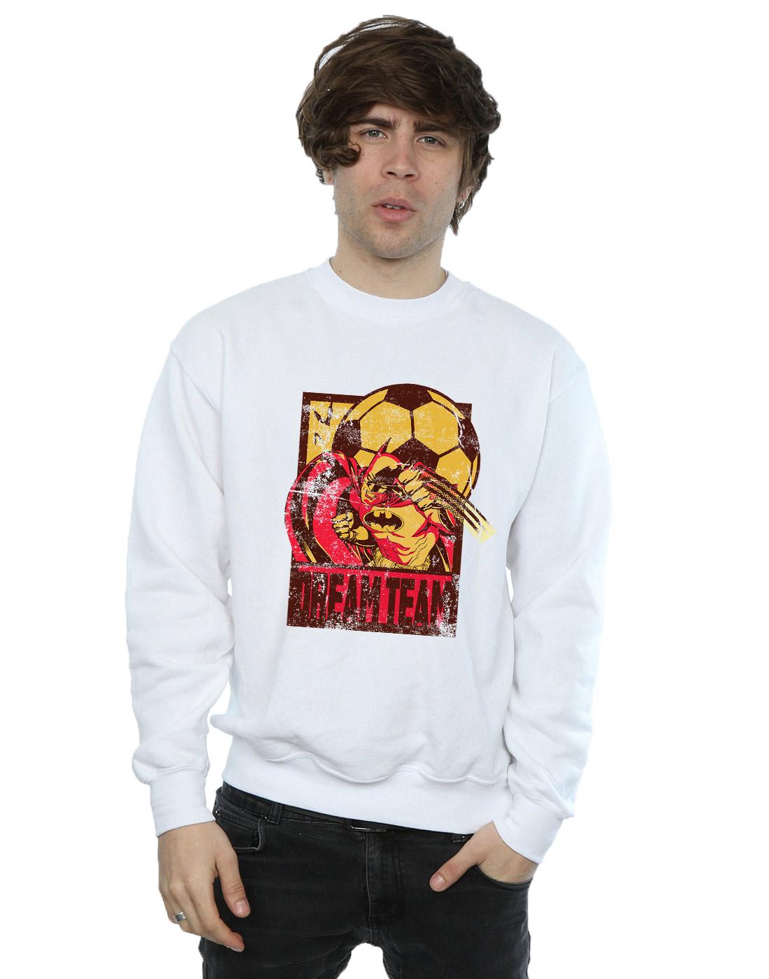 White - Back - DC Comics Mens Batman Football Dream Team Cotton Sweatshirt