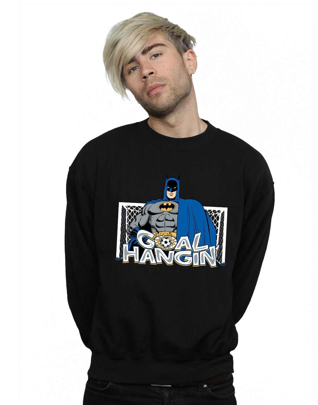 Black - Back - DC Comics Mens Batman Football Goal Hangin´ Cotton Sweatshirt