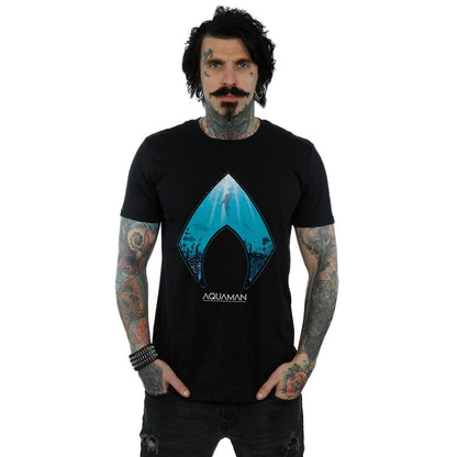 Black - Back - DC Comics Mens Aquaman Ocean Logo T-Shirt