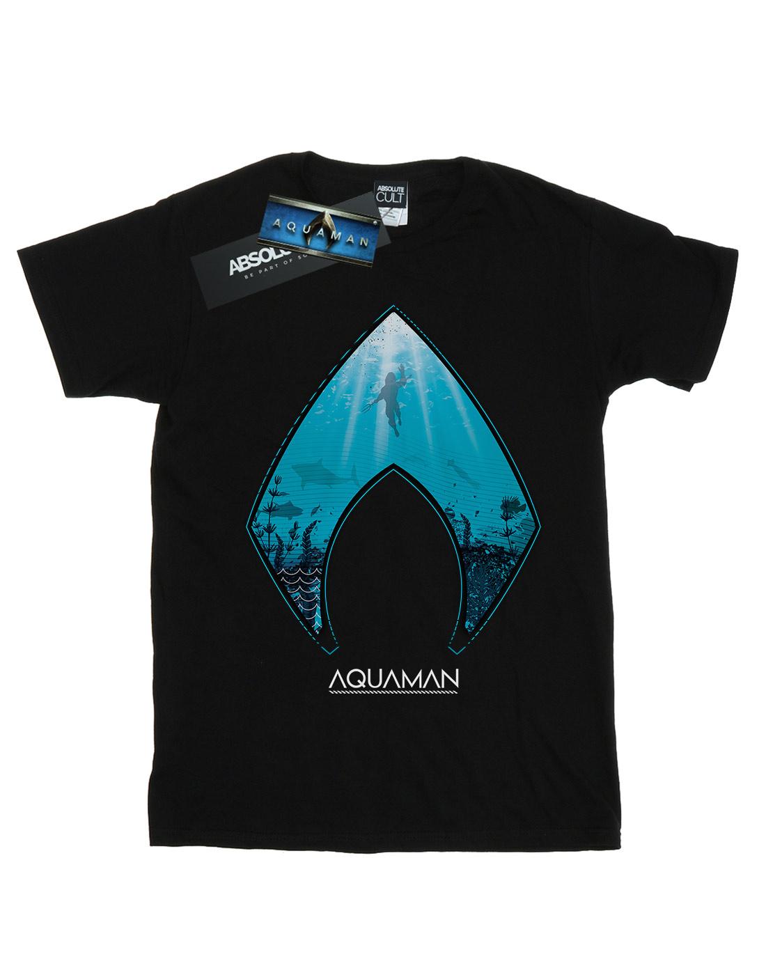 Black - Front - DC Comics Mens Aquaman Ocean Logo T-Shirt