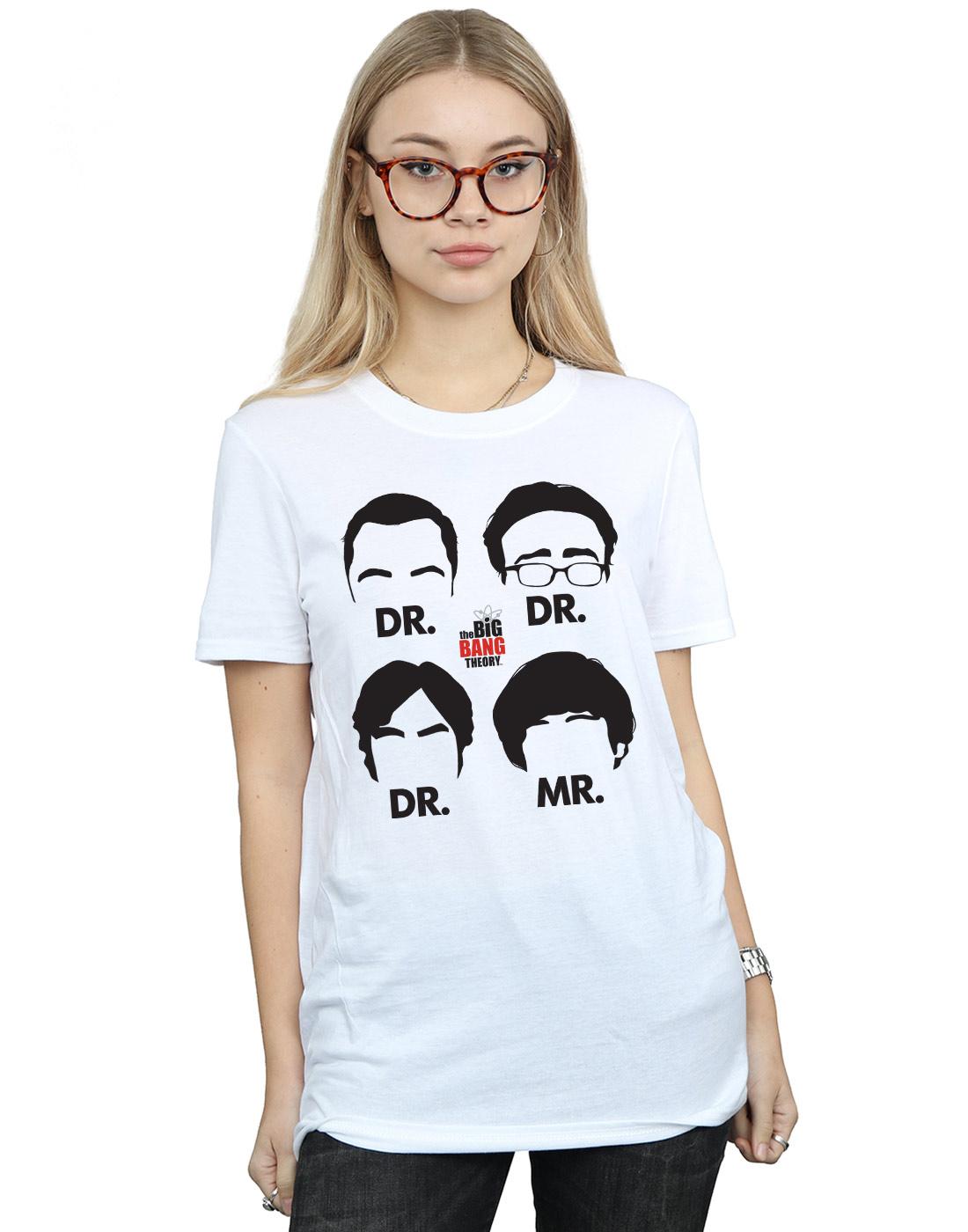 White - Back - The Big Bang Theory Womens-Ladies Doctors And Mr Cotton Boyfriend T-Shirt