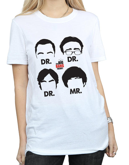 White - Side - The Big Bang Theory Womens-Ladies Doctors And Mr Cotton Boyfriend T-Shirt