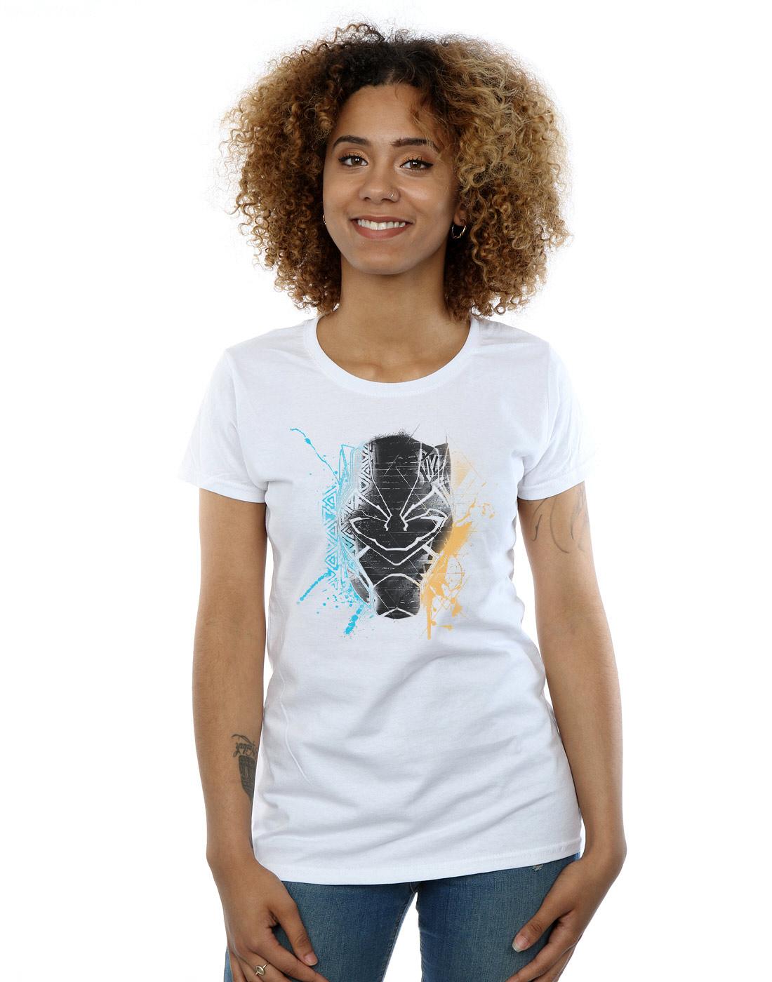 White - Back - Marvel Womens-Ladies Black Panther Splash Cotton T-Shirt