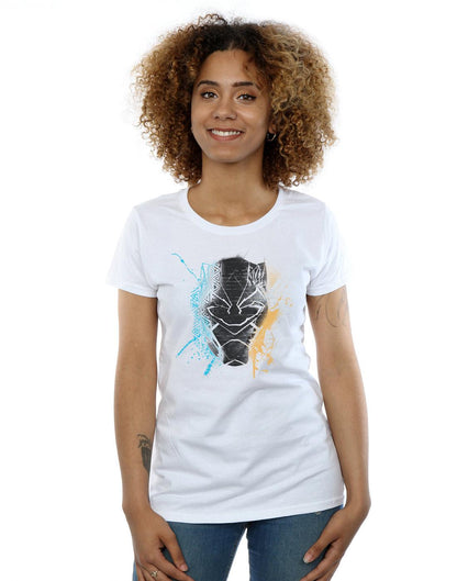 White - Back - Marvel Womens-Ladies Black Panther Splash Cotton T-Shirt