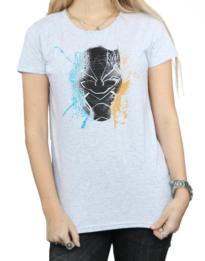 Sports Grey - Side - Marvel Womens-Ladies Black Panther Splash Cotton T-Shirt