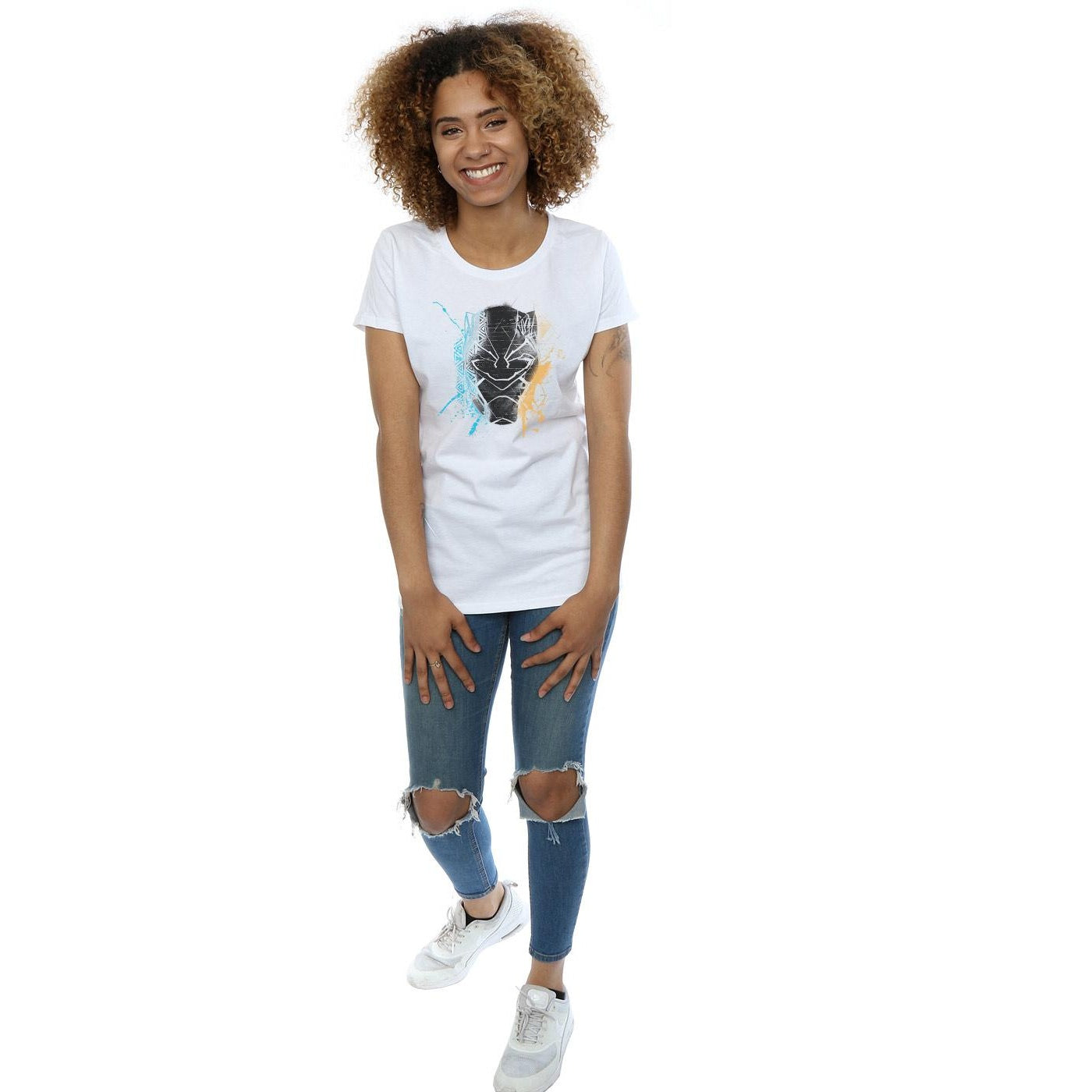 White - Lifestyle - Marvel Womens-Ladies Black Panther Splash Cotton T-Shirt