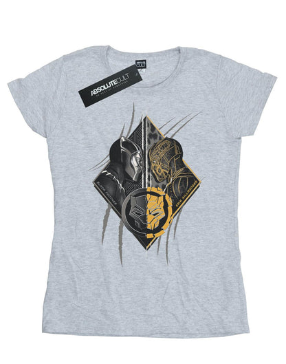 Sports Grey - Front - Marvel Womens-Ladies Black Panther Vs Killmonger Cotton T-Shirt