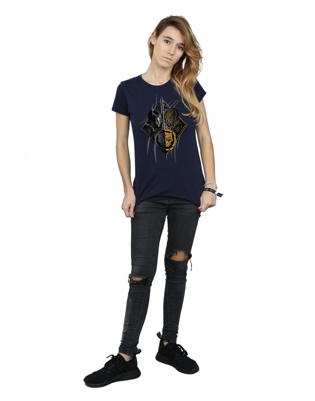 Navy Blue - Lifestyle - Marvel Womens-Ladies Black Panther Vs Killmonger Cotton T-Shirt