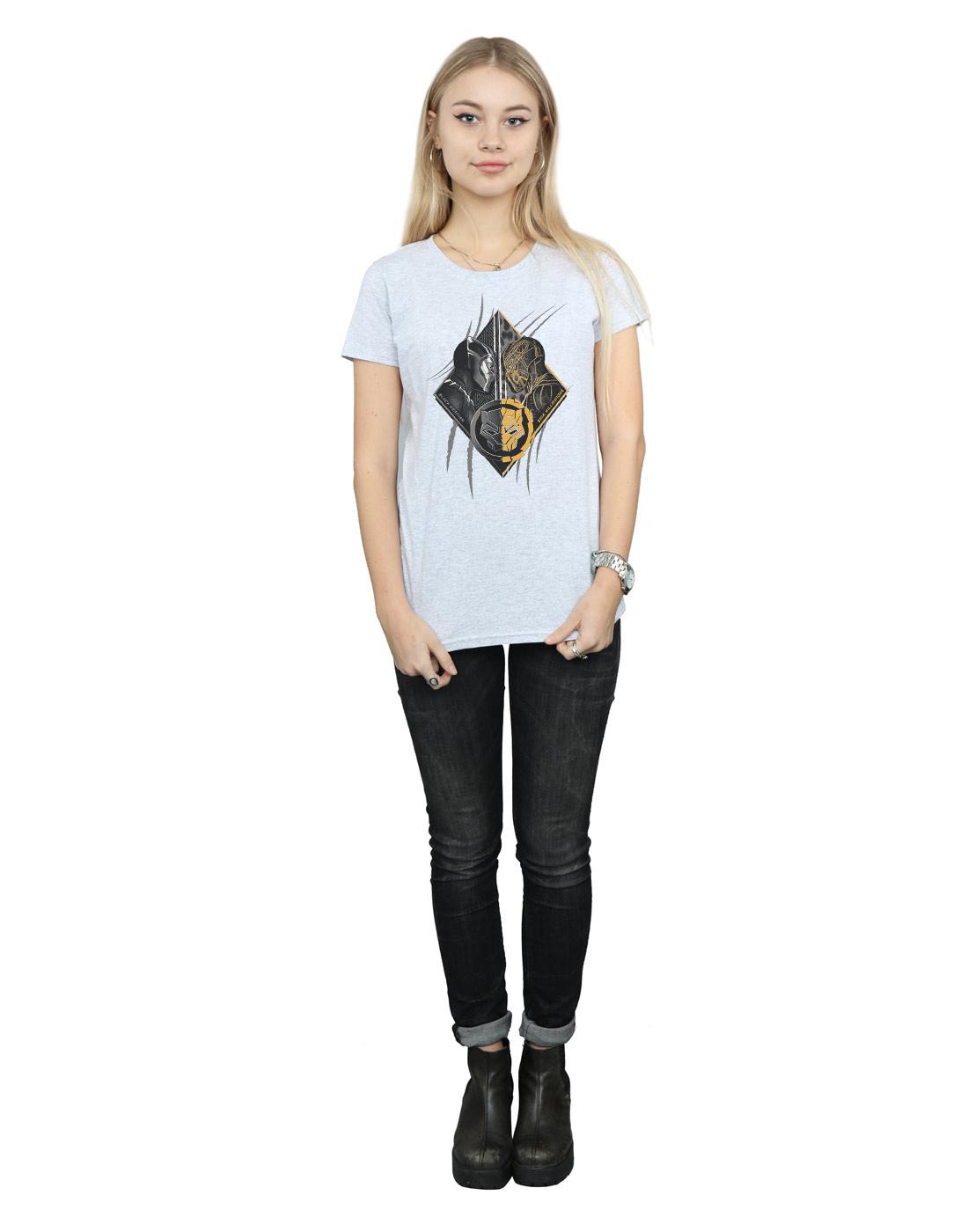 Sports Grey - Lifestyle - Marvel Womens-Ladies Black Panther Vs Killmonger Cotton T-Shirt