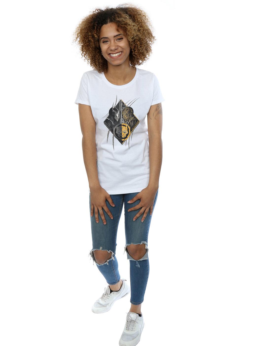 White - Lifestyle - Marvel Womens-Ladies Black Panther Vs Killmonger Cotton T-Shirt