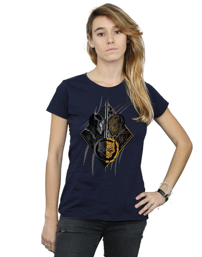 Navy Blue - Back - Marvel Womens-Ladies Black Panther Vs Killmonger Cotton T-Shirt