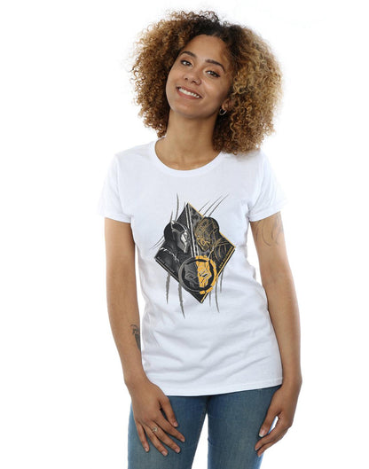 White - Back - Marvel Womens-Ladies Black Panther Vs Killmonger Cotton T-Shirt