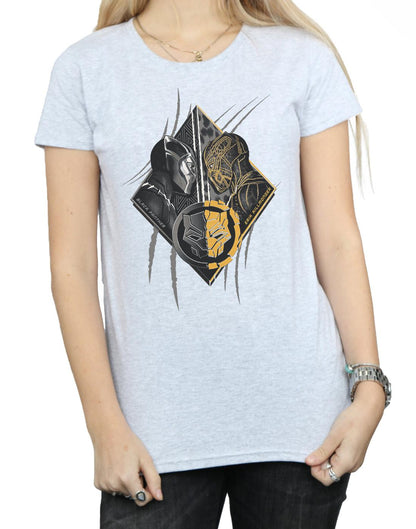 Sports Grey - Side - Marvel Womens-Ladies Black Panther Vs Killmonger Cotton T-Shirt