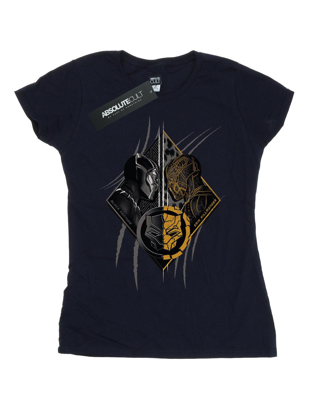 Navy Blue - Front - Marvel Womens-Ladies Black Panther Vs Killmonger Cotton T-Shirt