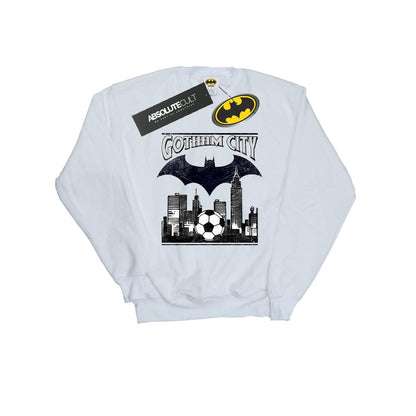 White - Front - DC Comics Mens Batman Football Gotham City Cotton Sweatshirt