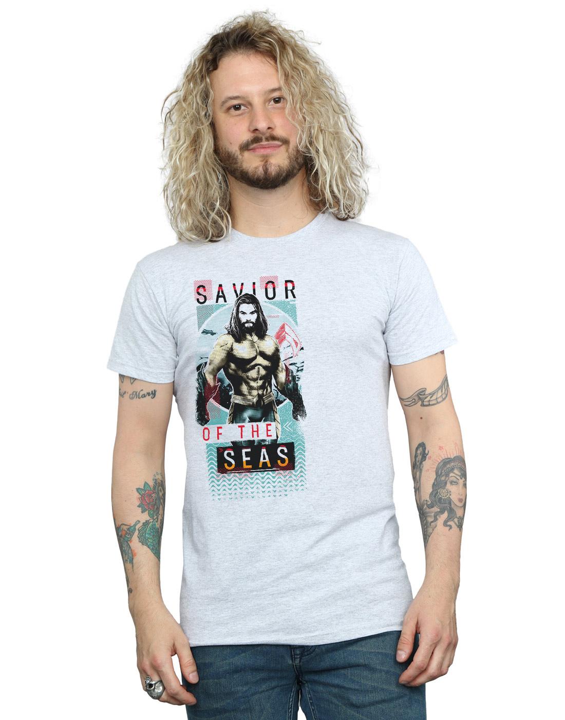 Sports Grey - Back - DC Comics Mens Aquaman Saviour Of The Seas T-Shirt