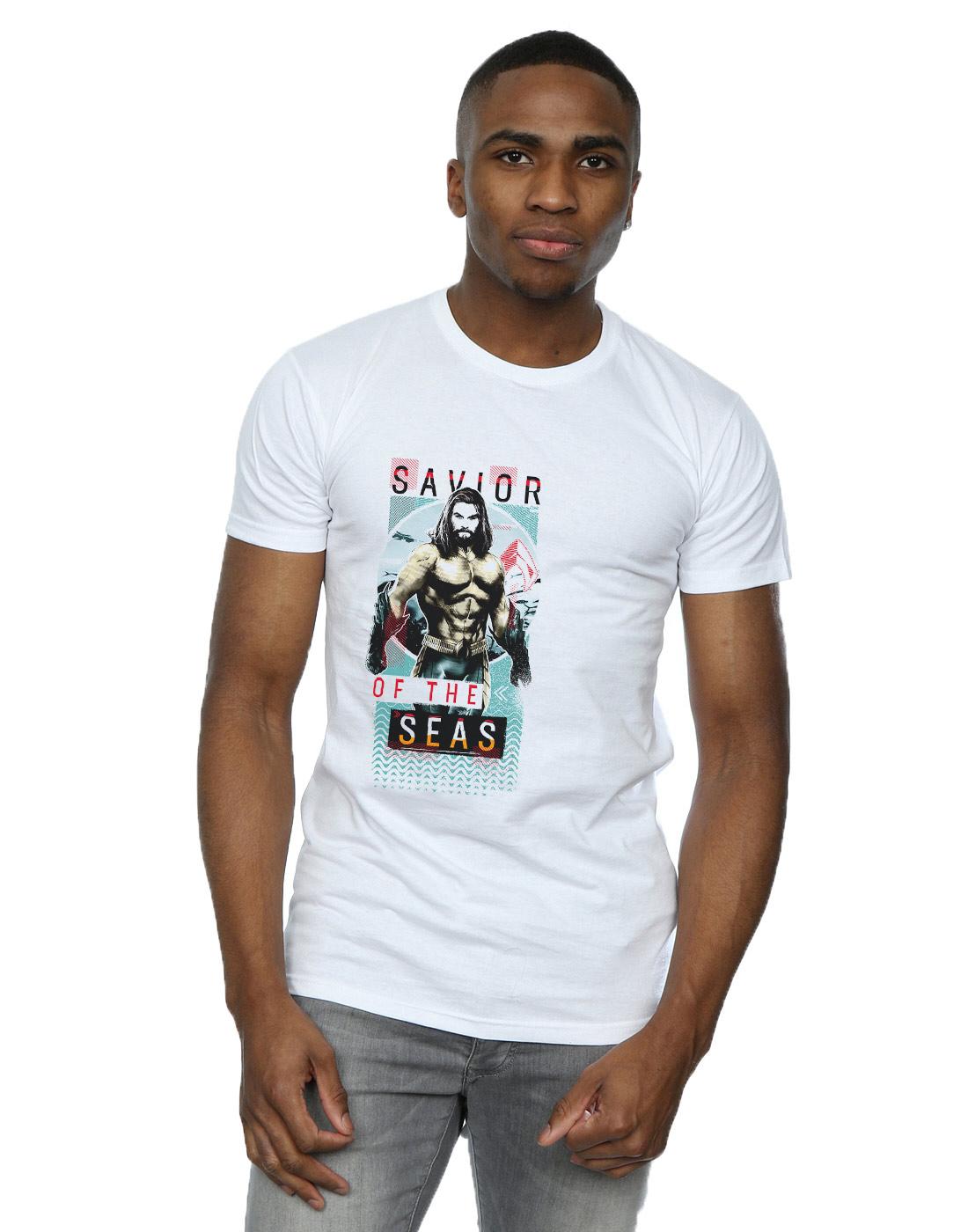 White - Back - DC Comics Mens Aquaman Saviour Of The Seas T-Shirt