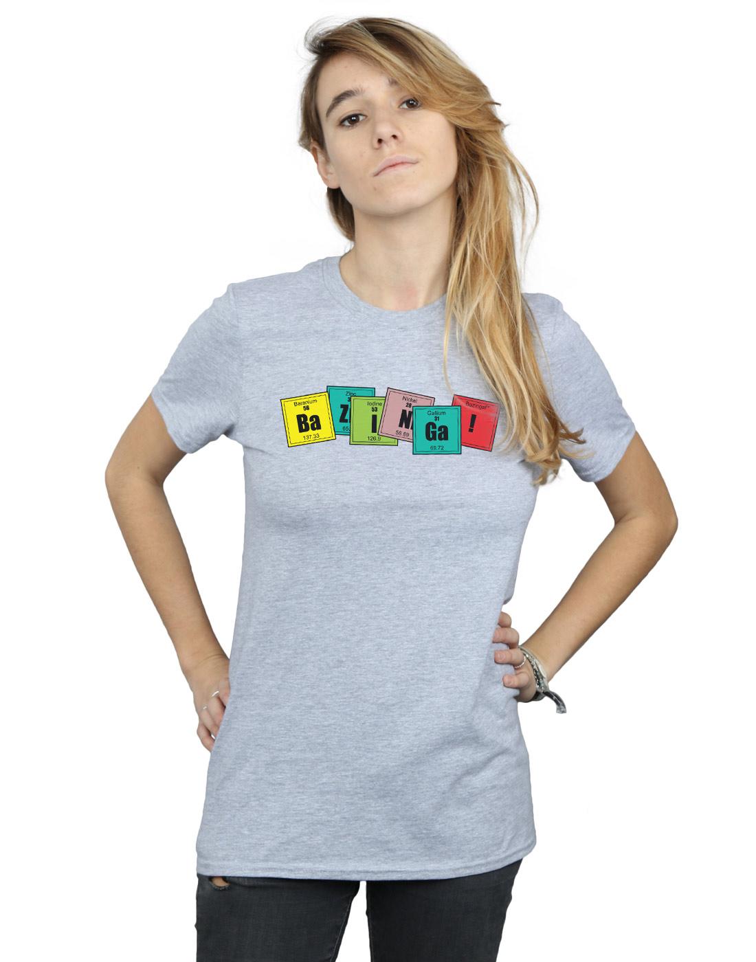 Sports Grey - Back - The Big Bang Theory Womens-Ladies Bazinga Elements Cotton Boyfriend T-Shirt