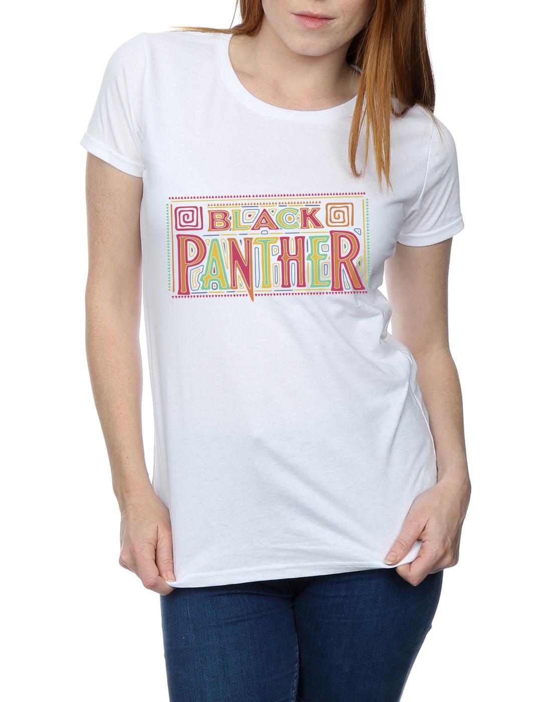 White - Side - Marvel Womens-Ladies Black Panther Tribal Logo Cotton T-Shirt