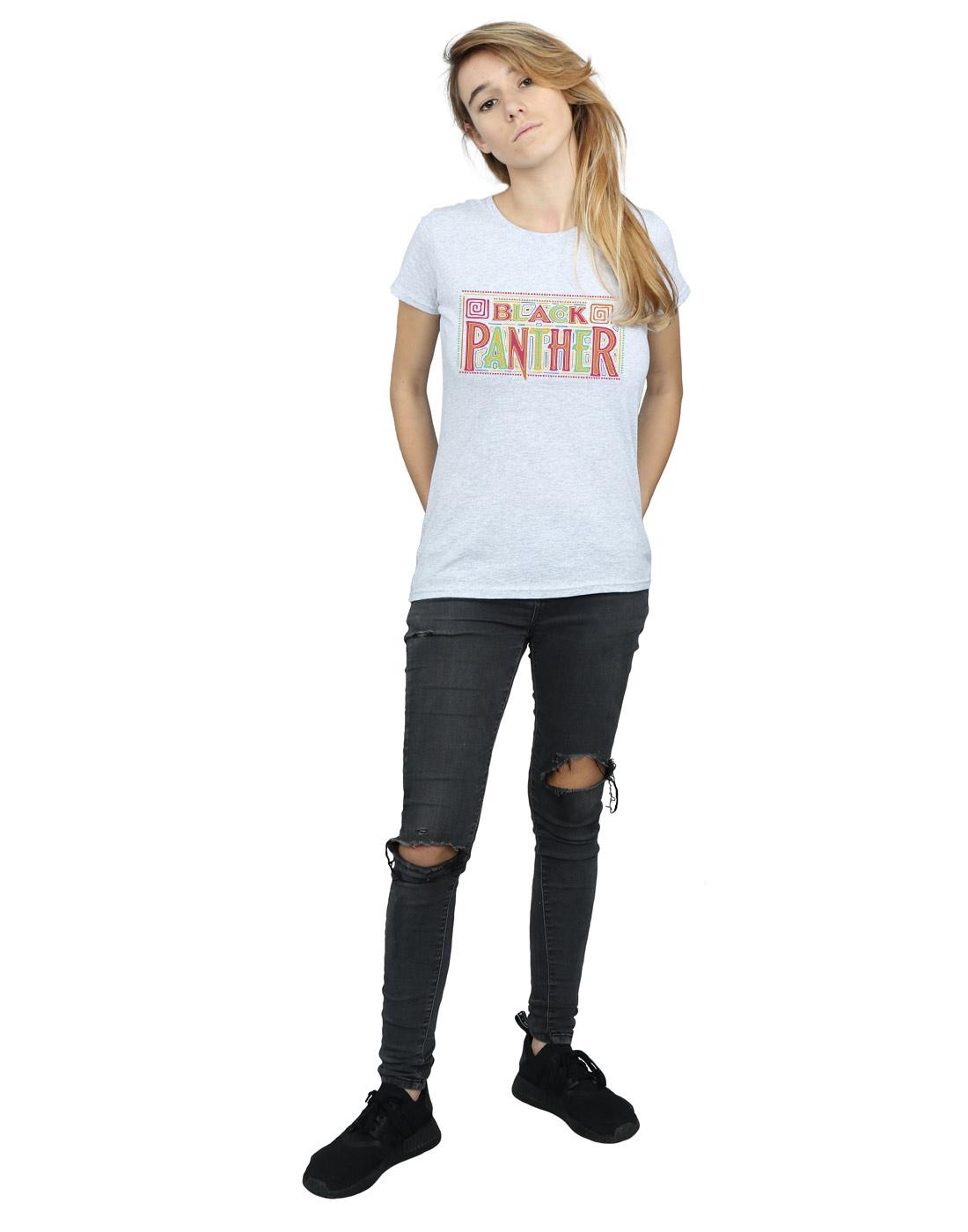 Sports Grey - Lifestyle - Marvel Womens-Ladies Black Panther Tribal Logo Cotton T-Shirt