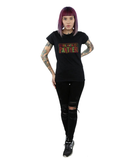 Black - Lifestyle - Marvel Womens-Ladies Black Panther Tribal Logo Cotton T-Shirt