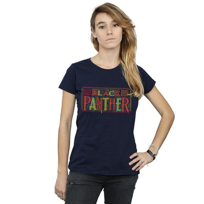 Navy Blue - Back - Marvel Womens-Ladies Black Panther Tribal Logo Cotton T-Shirt