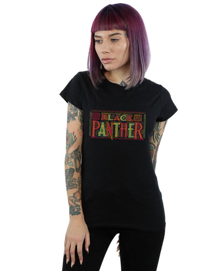 Black - Back - Marvel Womens-Ladies Black Panther Tribal Logo Cotton T-Shirt