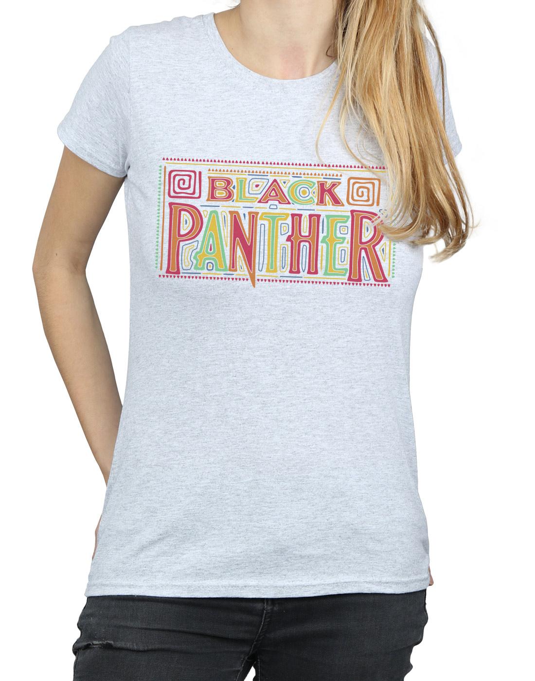 Sports Grey - Side - Marvel Womens-Ladies Black Panther Tribal Logo Cotton T-Shirt