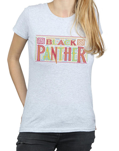 Sports Grey - Side - Marvel Womens-Ladies Black Panther Tribal Logo Cotton T-Shirt