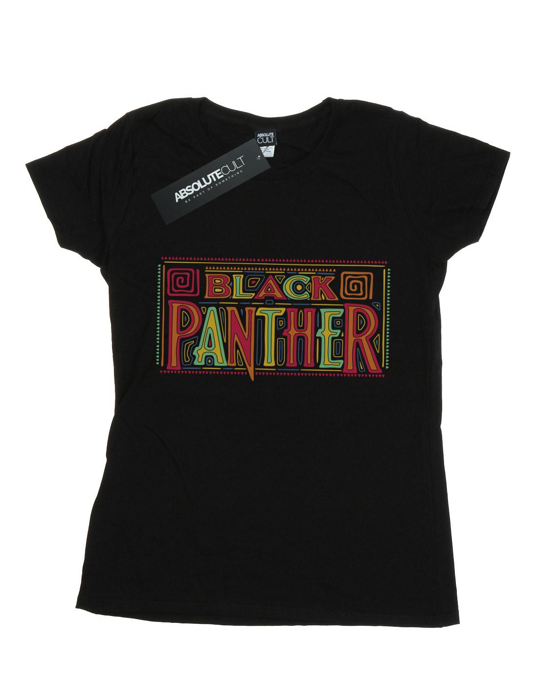 Black - Front - Marvel Womens-Ladies Black Panther Tribal Logo Cotton T-Shirt