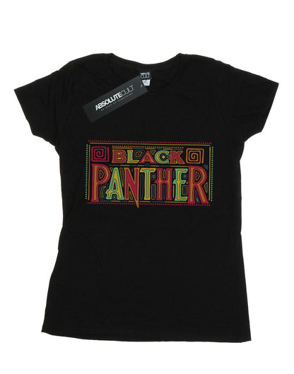 Black - Front - Marvel Womens-Ladies Black Panther Tribal Logo Cotton T-Shirt