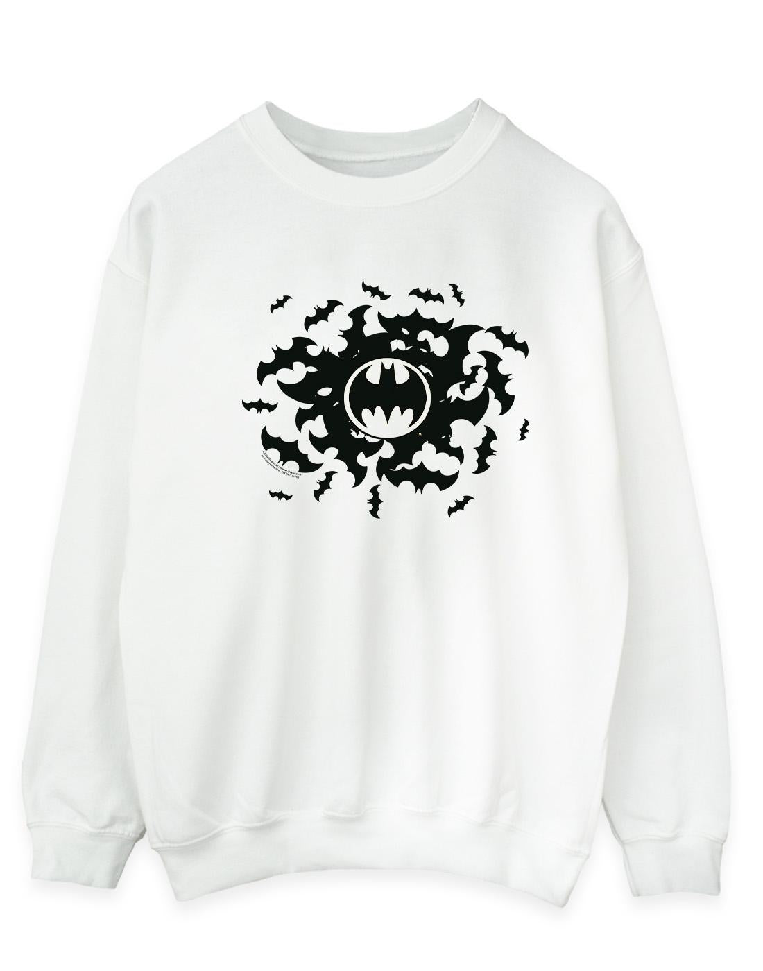 White - Front - DC Comics Mens Batman Bat Swirl Cotton Sweatshirt
