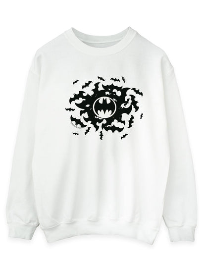 White - Front - DC Comics Mens Batman Bat Swirl Cotton Sweatshirt