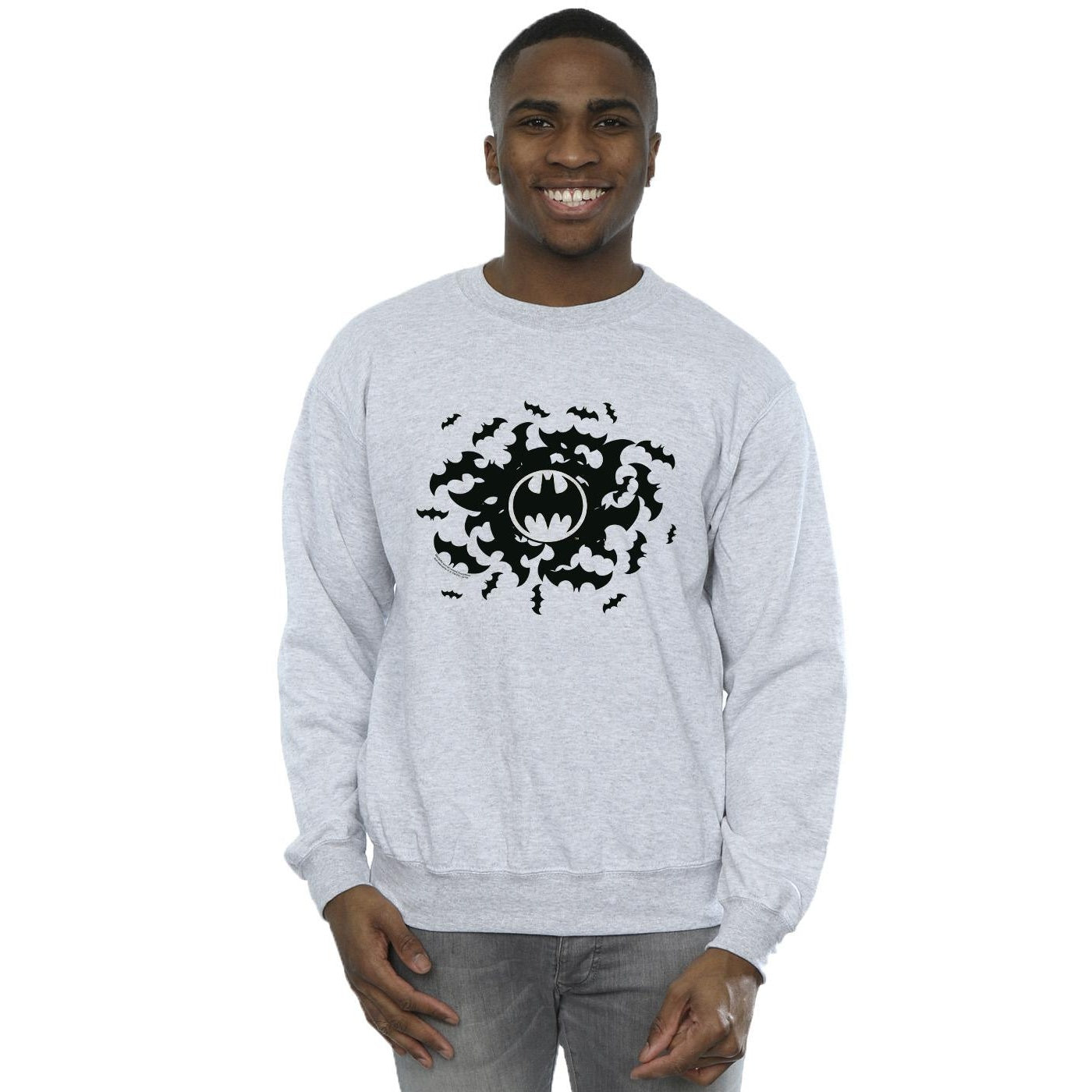 Sports Grey - Back - DC Comics Mens Batman Bat Swirl Cotton Sweatshirt