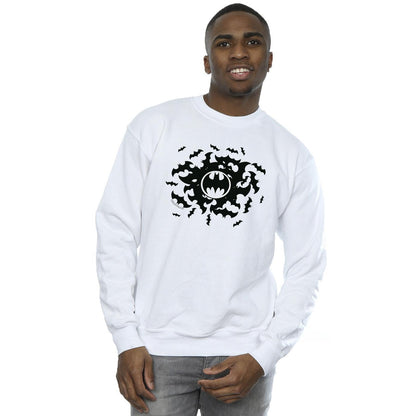 White - Back - DC Comics Mens Batman Bat Swirl Cotton Sweatshirt