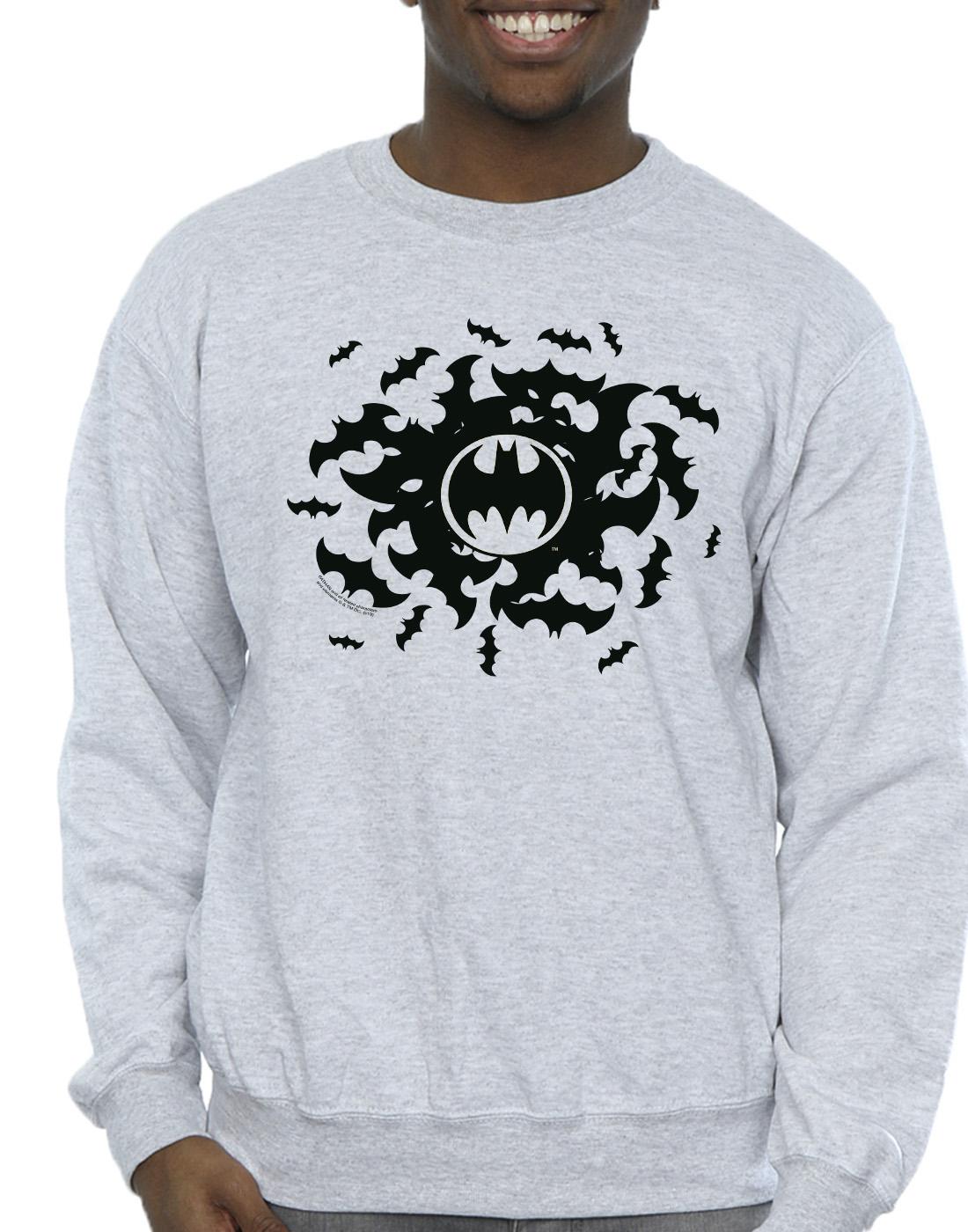 Sports Grey - Side - DC Comics Mens Batman Bat Swirl Cotton Sweatshirt