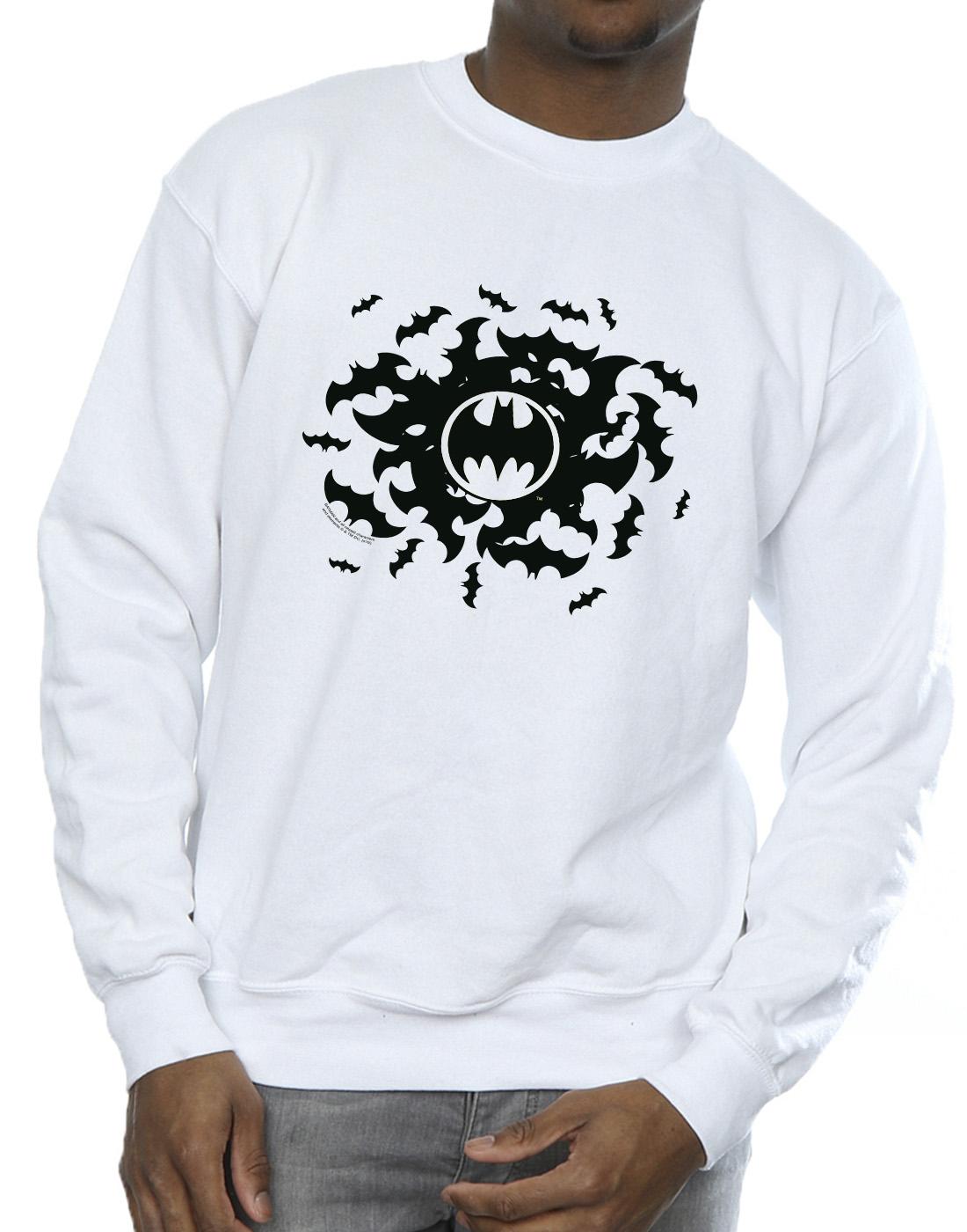 White - Side - DC Comics Mens Batman Bat Swirl Cotton Sweatshirt