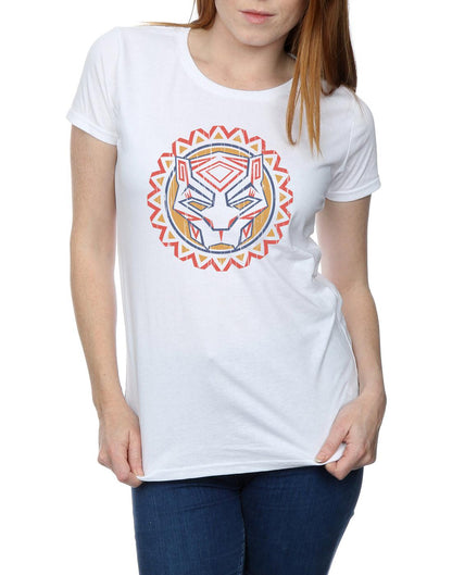 White - Side - Marvel Womens-Ladies Black Panther Tribal Panther Icon Cotton T-Shirt
