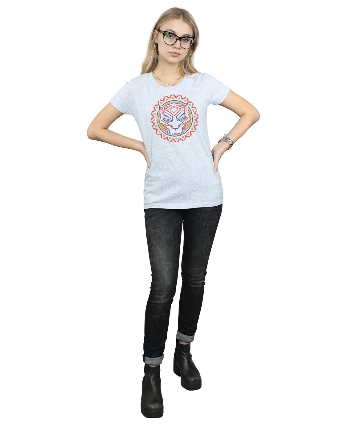 Sports Grey - Lifestyle - Marvel Womens-Ladies Black Panther Tribal Panther Icon Cotton T-Shirt