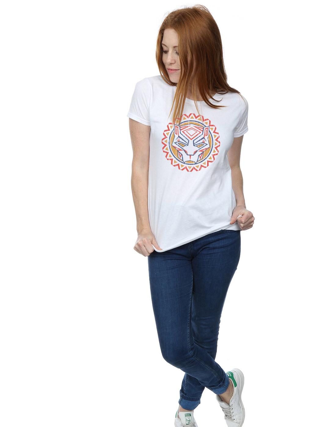 White - Lifestyle - Marvel Womens-Ladies Black Panther Tribal Panther Icon Cotton T-Shirt