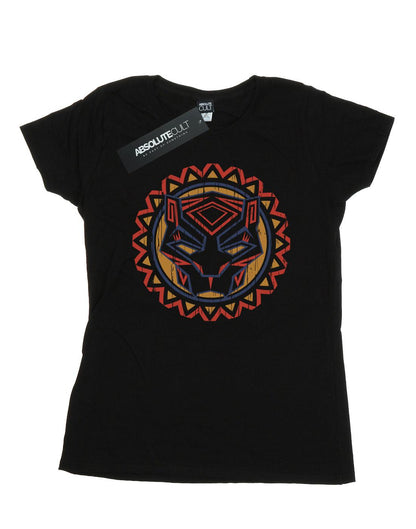 Black - Front - Marvel Womens-Ladies Black Panther Tribal Panther Icon Cotton T-Shirt