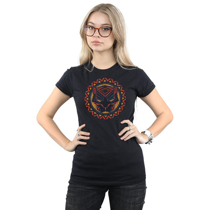 Black - Back - Marvel Womens-Ladies Black Panther Tribal Panther Icon Cotton T-Shirt