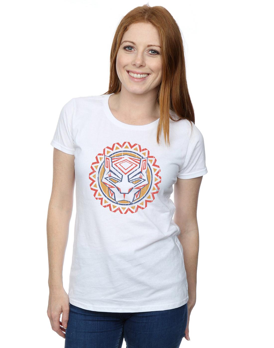 White - Back - Marvel Womens-Ladies Black Panther Tribal Panther Icon Cotton T-Shirt