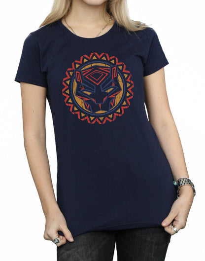 Navy Blue - Side - Marvel Womens-Ladies Black Panther Tribal Panther Icon Cotton T-Shirt